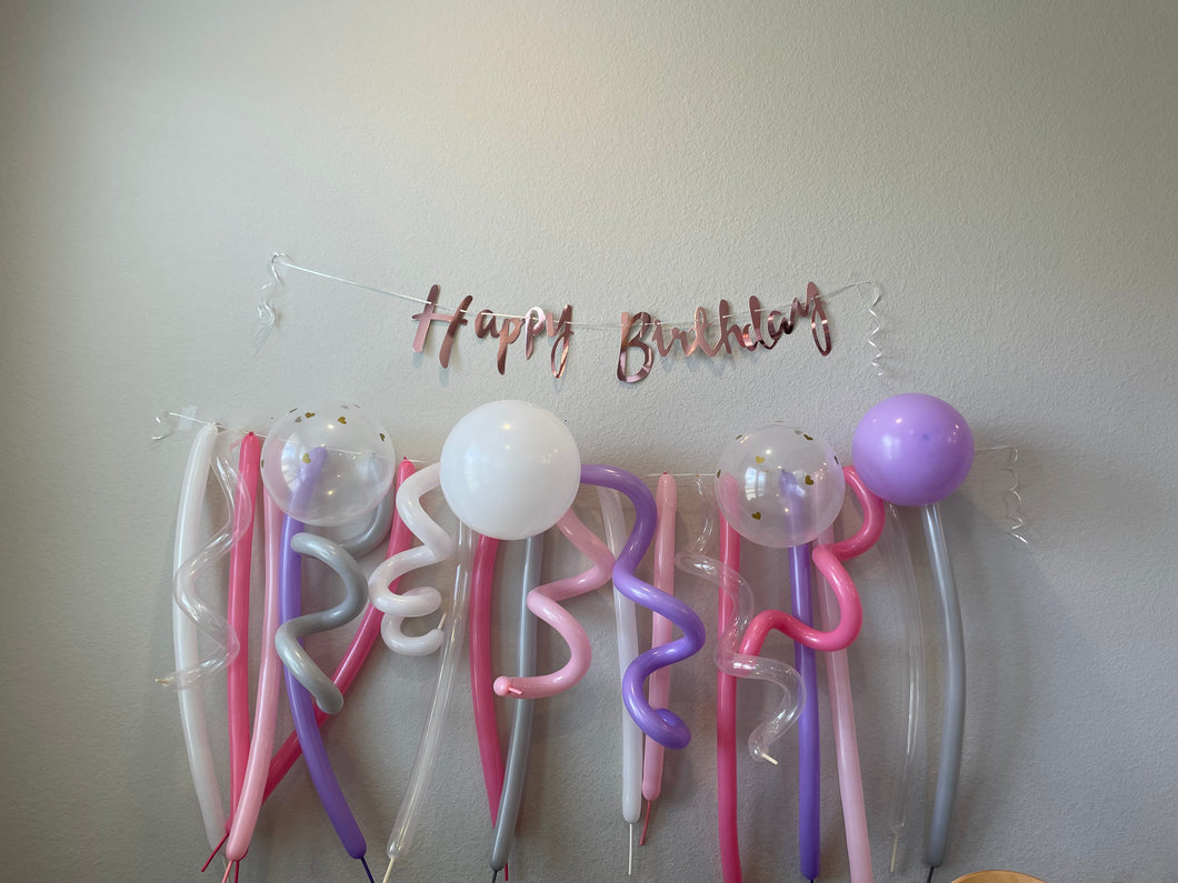 Balloon garland - pink+purple+grey